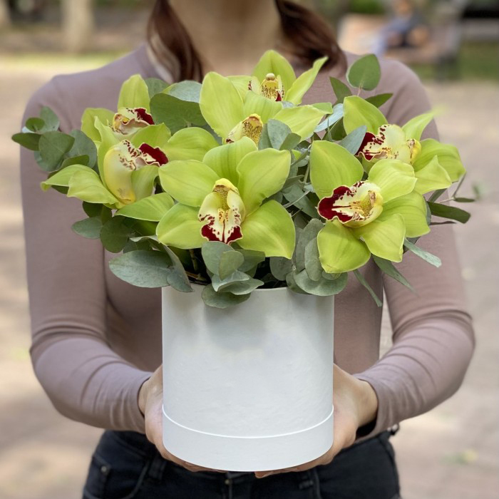 Композиция " To my lady" из орхидей в коробке