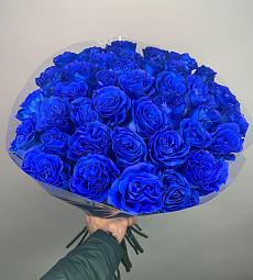 25 синих роз в стекле